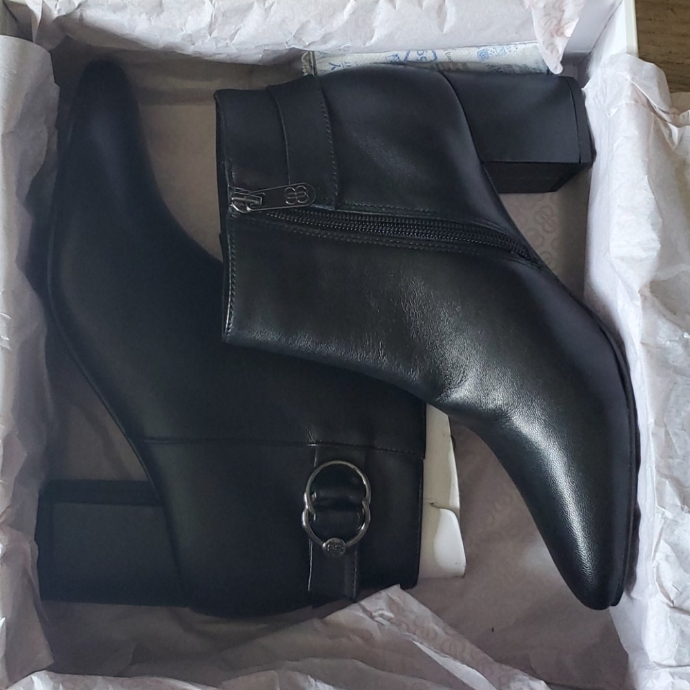 Black leather booties